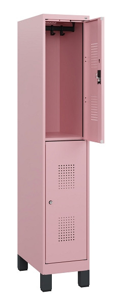 C+P Doppelstöckiger Spind Evolo PLUS, Füße, 2 Fächer, 1630x300x500mm, 3015/3015, Zylinderschloss, 0493105-10 S10071