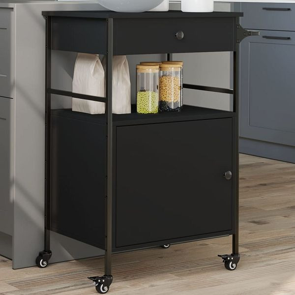 vidaXL Küchenwagen Schwarz 56x43x89,5 cm Holzwerkstoff, 842391
