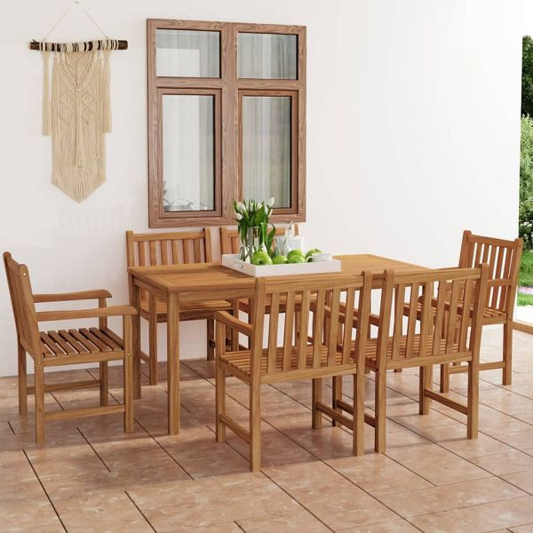 vidaXL 7-teilig Garten-Essgruppe Massivholz Teak, 3059940