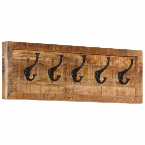 vidaXL Wandgarderobe mit 5 Haken Massivholz Mango, 358955