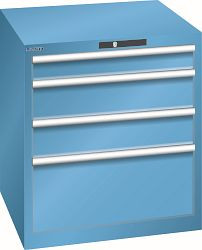 LISTA Schubladenschrank 36x36E (BxTxH) 717x725x800mm KEY Lock, Lichtblau, 4 Schubladen, Fronthöhen: 100 - 300 mm, 78.632.010