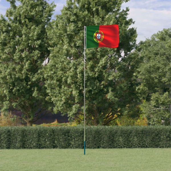 vidaXL Flagge Portugals mit Mast 5,55 m Aluminium, 3147134