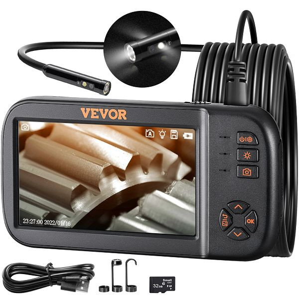 VEVOR Endoskopkamera mit Licht Dreifach Linsen Industrie Endoskop 4,5" IPS Bildschirm, QXNKJ34552500KZOQV0