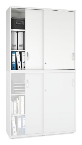 Deskin Schiebetüren-Aufsatzschrank MULTI M pro, Dekor: Weiß, BxHxT: 1200 x 1110 x 420 mm, 253915