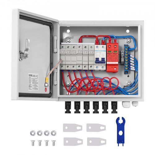 VEVOR Solar PV Combiner Box 6 String 15A für Solar Panel System Stahl Fall IP65, GFHLX6HL15ATXZH6YY3