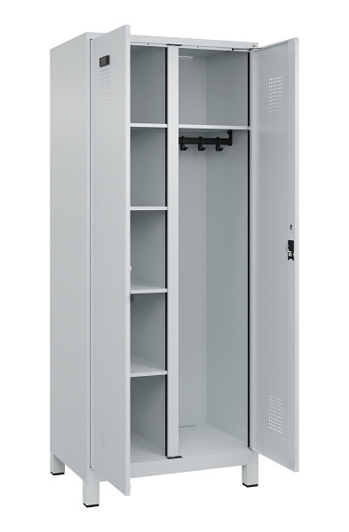 C+P Wäsche-/Garderobenspind Evolo PLUS, mit Füßen, 2 Abteile, 1950x800x500mm, 7035, Frontfarbe RAL 7035 Lichtgrau, Zylinderschloss, 049610-22 S10040
