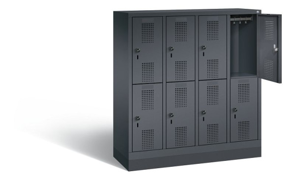 C+P Kindergarten-Spind doppelstöckig Evolo, H1300xB1190xT300mm, Farbe: Schwarzgrau, 483203-40 S10083