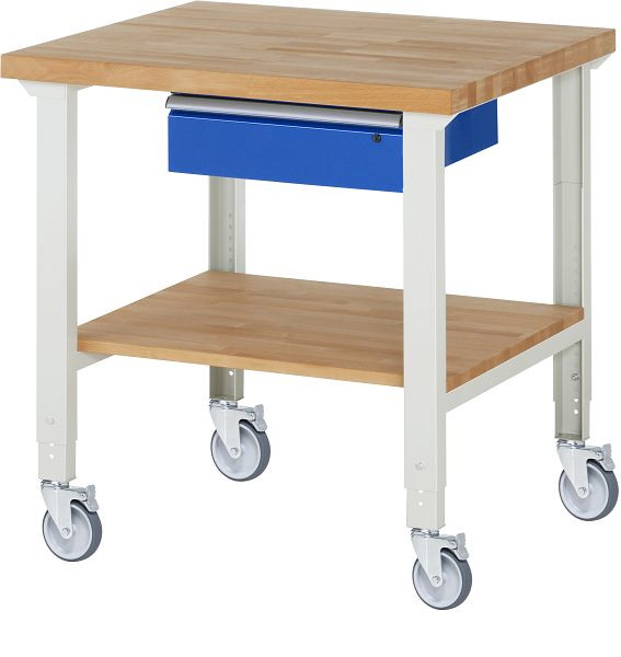 RAU Fahrbare Werkbank (höhenverstellbar) 7001A7, 1000x900x950-1000mm, 4 Lenkrollen, 05-7001A7-109B4H4.11