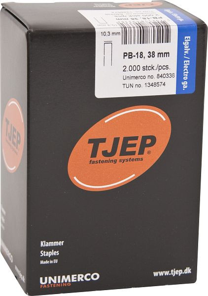 TJEP PB-18 38mm Klammer, verzinkt Box 2.000 Stück, Klammern, 840338