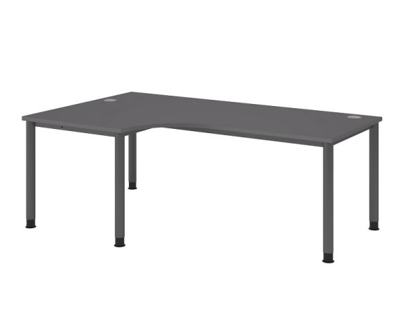 Hammerbacher Winkeltisch 4 Fuß rund 200x120cm 90° Graphit/Graphit, Winkelform 90°, links oder rechts montierbar, VHS82/G/G
