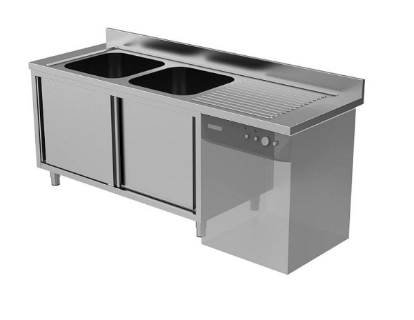 Unninox Europe Spültisch mit Spülmaschinenplatz 1200x700x850 mm (BxTxH), Platz für Spülmaschine links, SWS-1207085-1LS
