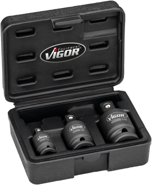 VIGOR Schlagschrauber Gelenkstück Satz, 1/4 Zoll Vierkant, 3/8 Zoll Vierkant, 1/2 Zoll Vierkant, 1/4 Zoll Vierkant, 3/8 Zoll Vierkant, 3-teilig, V5505N