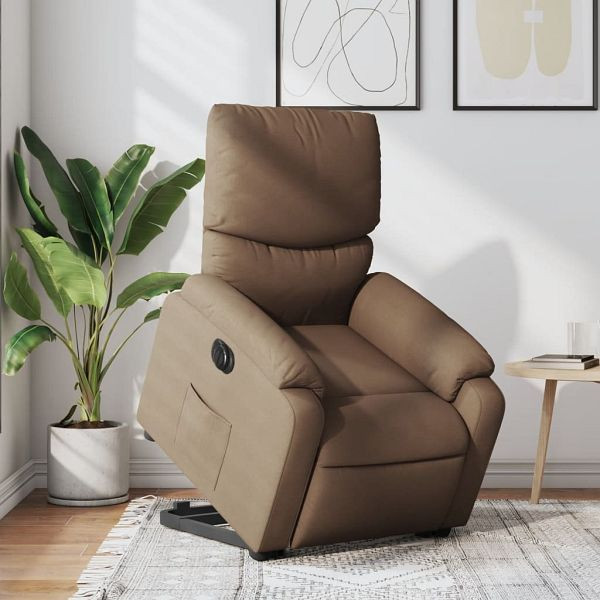 vidaXL Relaxsessel mit Aufstehhilfe Elektrisch Braun Stoff, 3204852