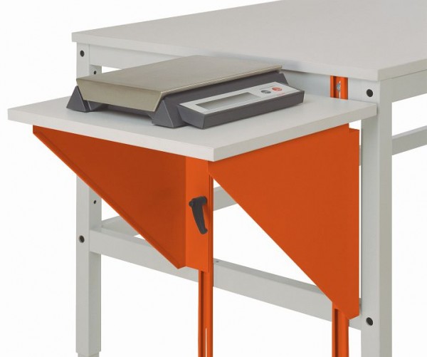 Manuflex Höhenverstellbarer Tischansatz für Arbeitstische und Werkbänke, B x T 500 x 1200 mm, Rotorange, AU0008.2001
