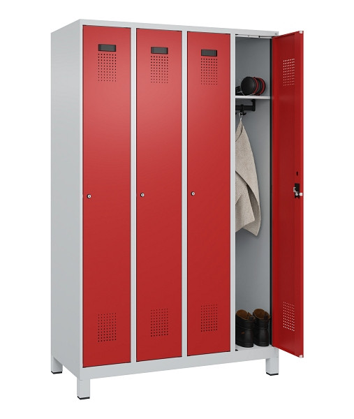 C+P Spind Evolo PLUS, mit Füßen, 4 Abteile, 1950x1200x500mm, 7035/3000, Verschluss Zylinderschloss, Ablageböden 4, 049010-40 S10030