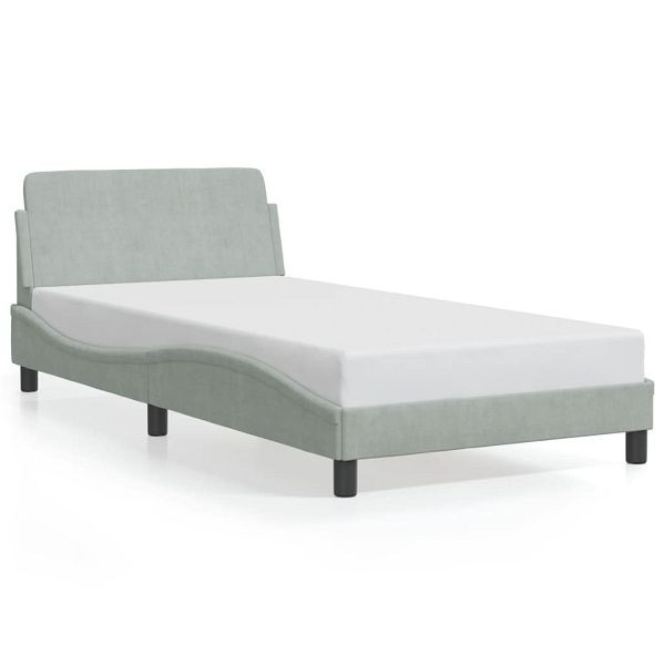 vidaXL Bettgestell mit Kopfteil Hellgrau 100x200 cm Samt, 373132