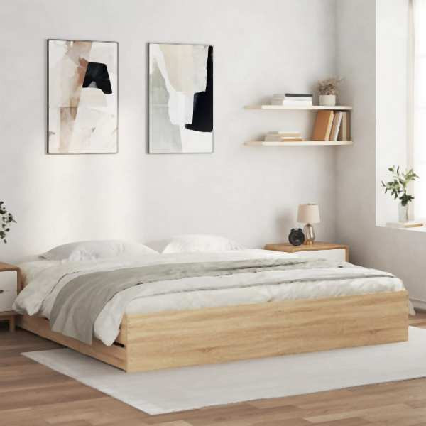 vidaXL Bettgestell mit Schubladen Sonoma-Eiche 160x200cm Holzwerkstoff, 3207261