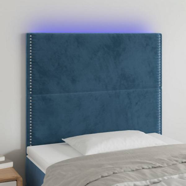 vidaXL LED Kopfteil Dunkelblau 100x5x118/128 cm Samt, 3122330