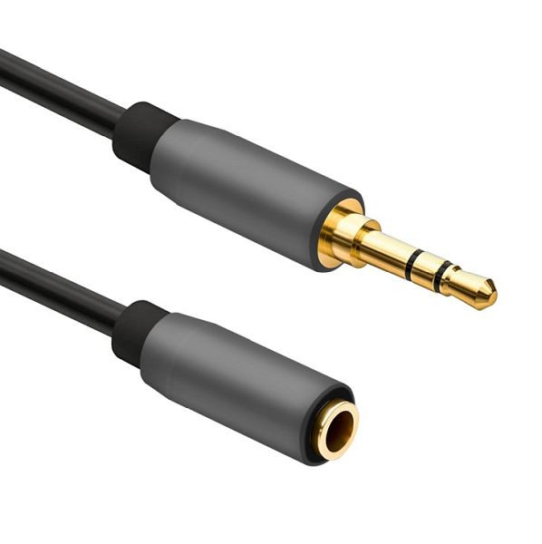 Helos Verlängerungskabel, Klinke 3,5mm Stecker/Buchse 3 Pin, PREMIUM, 3,0m, schwarz, 288714