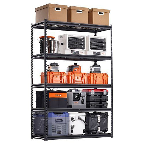 VEVOR Schwerlast-Lagerregal 1361 kg, 5 Ebenen, 508x1219x1828 mm, verstellbar, schwarz, für Garage, Keller, Lager, Küche, LXLZLKHJ2048EEK17V0