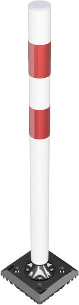 Schake Kickback Poller Ø 60 mm, mit Grundplatte zum Aufdübeln Quick Release, weiß mit rot reflektierendem Streifen, 4261B