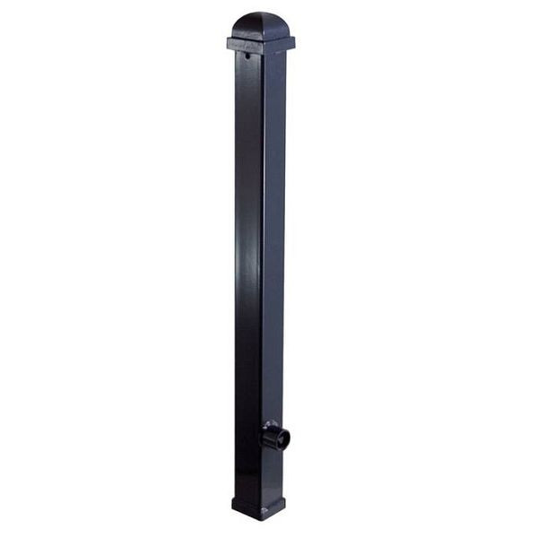 Stein HGS Stilpoller 70 x 70 mm mit Zierkopf, mit Profilzylinderschloss, gleichschließend, Schließung oben, weiß mit roten Leuchtstreifen, 1 Öse, 473zb-470.57sonder-rw-1