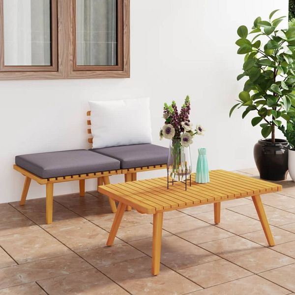 vidaXL 3-teilig Garten-Lounge-Set mit Kissen Massivholz Akazie, 316265
