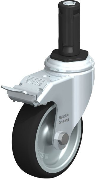 Blickle LKRA-PATH 101G-11-FI-ER13 Apparate-Lenkrolle mit Expander & Feststeller, Thermoplastisches Polyurethan, Grau, 848765