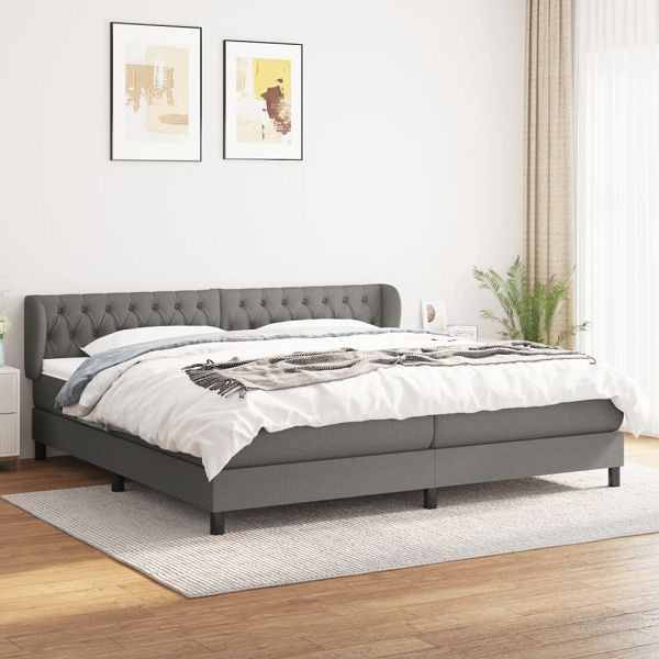 vidaXL Boxspringbett mit Matratze Dunkelgrau 200x200 cm Stoff, 3126510