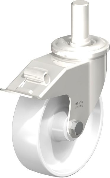 Blickle LEXZ-PO 160G-FI Edelstahl-Lenkrolle mit Zapfen & Feststeller, Polyamid, Weiß, 754554