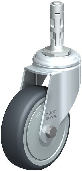 Blickle LKRA-TPA 101K-11-FK-E11 Apparate-Lenkrolle mit Expander, Thermoplastisches Gummi-Elastomer, Grau, 743628