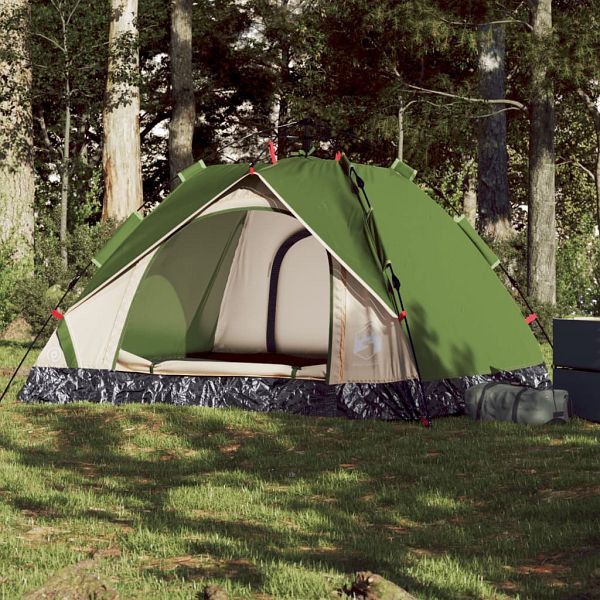 vidaXL Kuppel-Campingzelt 3 Personen Grün Quick Release, 4004193