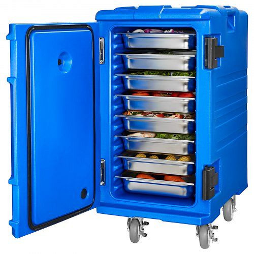 VEVOR Isolierter Warmhaltebox 120L, Doppelschnallen & Griffe, Transportbox für Gastronomie in Blau, SPBWXLSLLDPERAWODV0