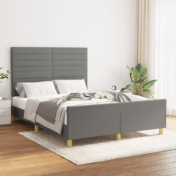 vidaXL Bettgestell mit Kopfteil Dunkelgrau 140x200 cm Stoff, 3125139