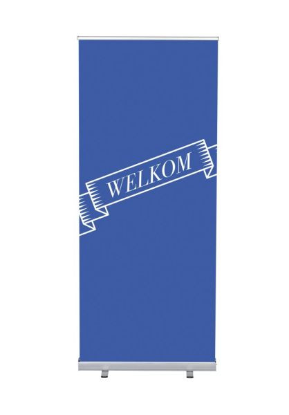 Showdown Displays Roll-Banner Budget 85 Komplettset Willkommen Blau Niederländisch, RBB085LSFI395