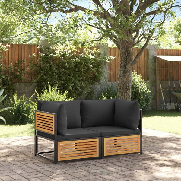 vidaXL 2-teilig Garten-Sofa-Set mit Kissen Massivholz Akazie, 3214887