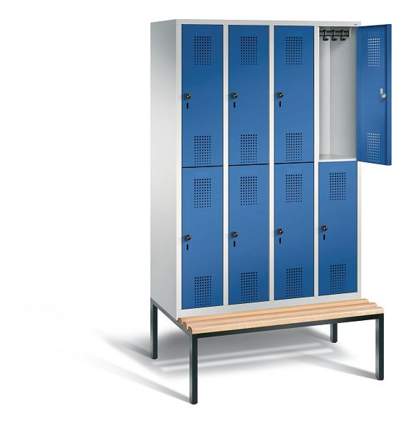 C+P Spind doppelstöckig Evolo, H2090xB1190xT815mm, Farbe: Lichtgrau / Enzianblau, 48350-40 S10050