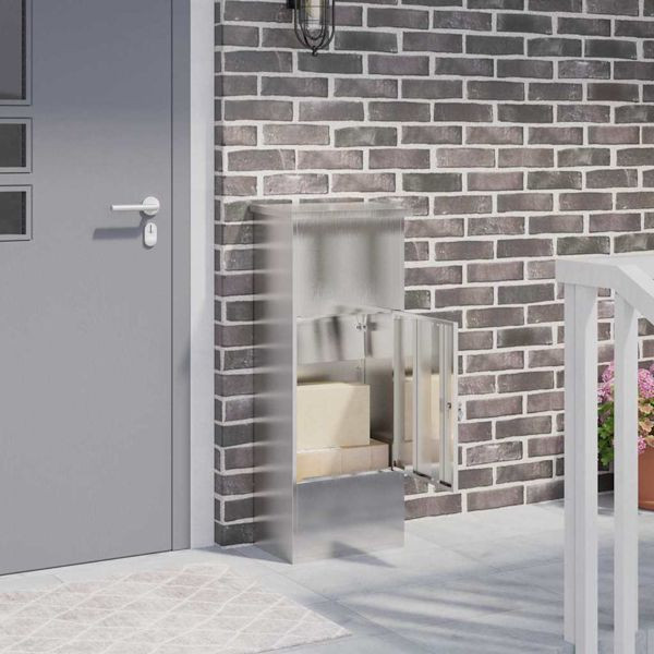 vidaXL Paketdrop-Box Schwarz 44,5 x 29 x 110,5 cm Edelstahl, 874930