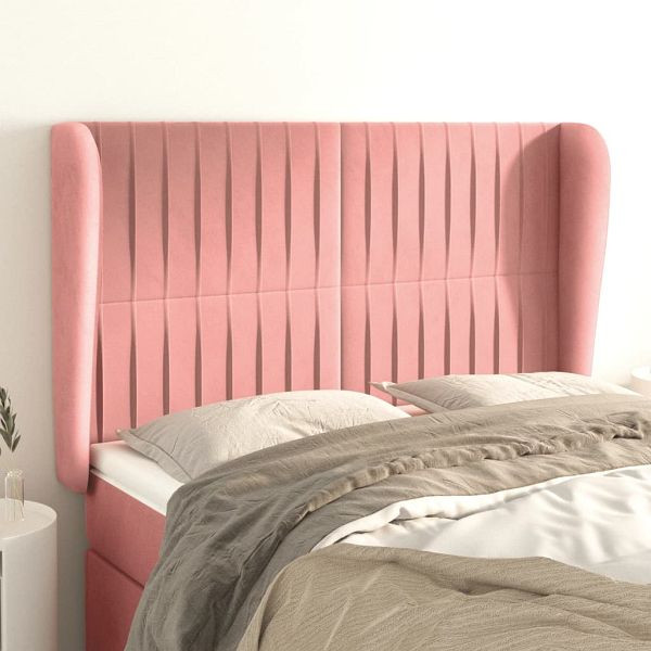 vidaXL Kopfteil mit Ohren Rosa 147x23x118/128 cm Samt, 3118247