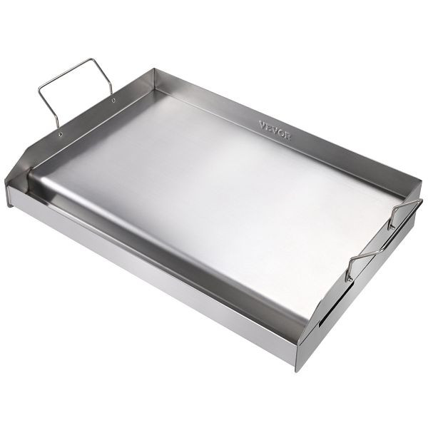 VEVOR Grillplatte 430 Edelstahl 58,7 x 39,5 x 9,9 cm, Universal 2 mm Dicke Verwendbar, Outdoor BBQ Party mit Griff, DMJP235YC4303KZ0TV0