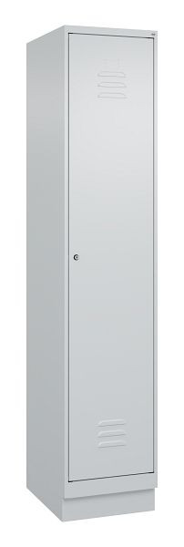 C+P Umkleidespind Classic PLUS mit Mitteltrennwand, Sockel, 1950x400x500mm, 7035/7035, Zylinderschloss, 080020-12F S10024