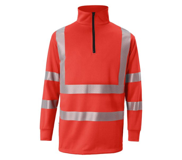 Kübler REFLECTIQ Zip-Sweatshirt PSA 2, Farbe: warnrot, Größe: S, 5046 8344-54-S