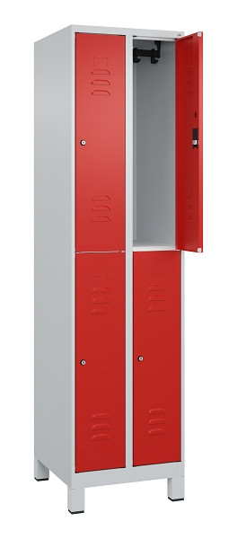 C+P Doppelstock-Spind Classic PLUS, Füße, 2 Abteile, 1950x500x500mm, 7035/3020, 080310-29 S10017