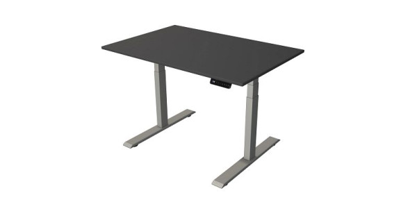 Kerkmann Steh-/Sitztisch B 1200 x T 800 mm, silber, elektrisch höhenverstellbar von 630 - 1270 mm, anthrazit/silber, 10276113