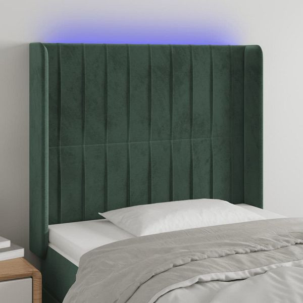 vidaXL LED Kopfteil Dunkelgrün 103x16x118/128 cm Samt, 3124331