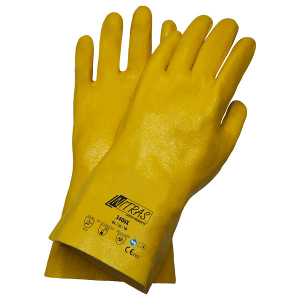 NITRAS Chemikalienschutzhandschuhe, gelb, vollbeschichtet, Größe: 10, VE: 96 Paar, 3406X-10