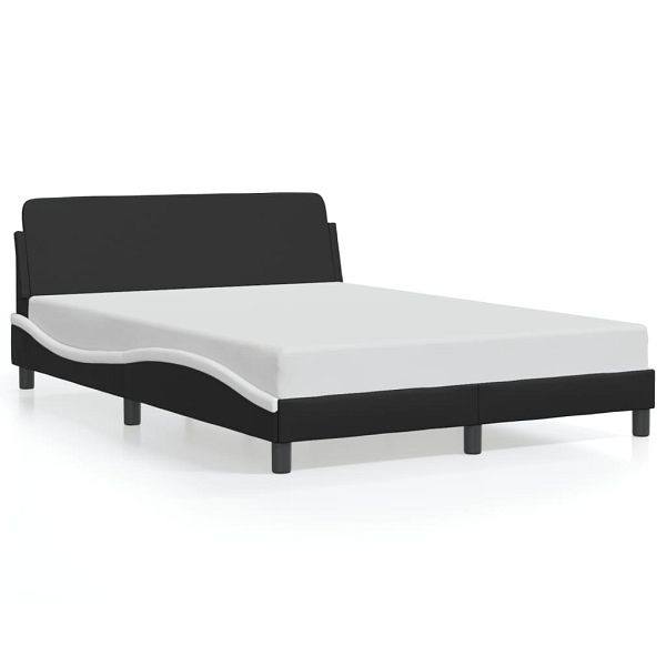 vidaXL Bettgestell mit Kopfteil Schwarz und Weiß 140x190 cm Kunstleder, 373183