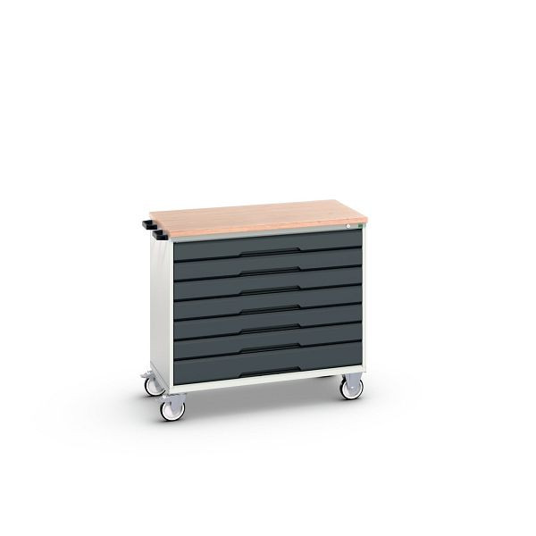 bott verso mobiler Schubladenschrank, mit 7 Schubladen und Multiplex Top, BxTxH: 1050 x 600 x 980 mm, Lichtgrau / Anthrazitgrau, 16927057.19