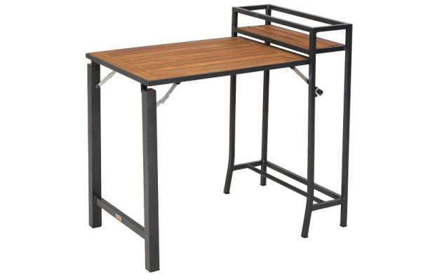 Merxx Santorin Balkonklapptisch, mit Ablagefläche, Aluminium mit FSC Akazienholz, 22028-209