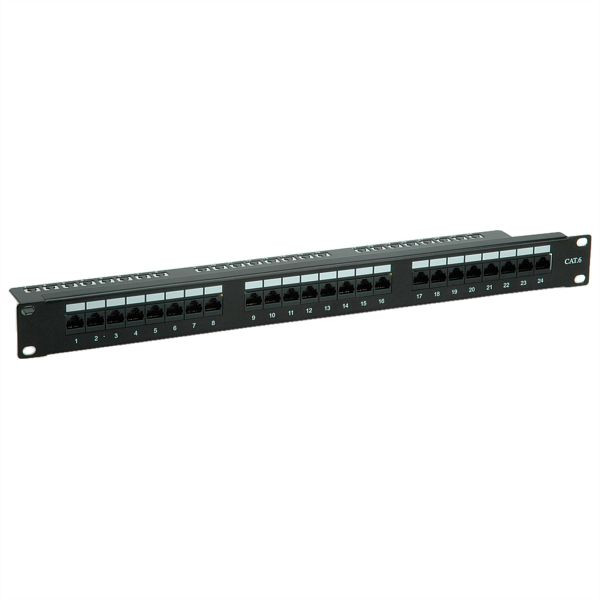 VALUE Kategorie 6 (Class E) 19"-Patchpanel, 24P, ungeschirmt, schwarz, 26.99.0362